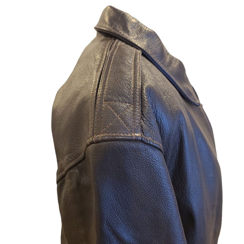 Gibson & Barnes A-2 Leather Flight Aviator Bomber Jacket 42 Removable Vest Liner - Picture 5 of 15